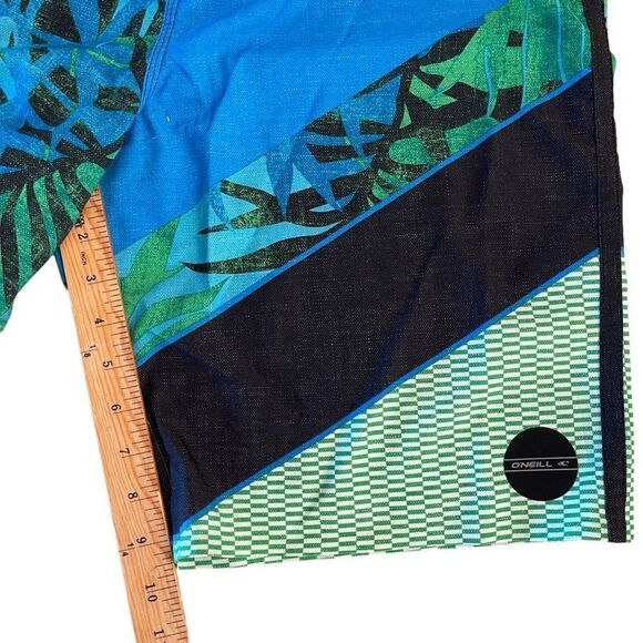 O'Neill Mens Jordy Freak Boardshorts Summer Palm Print Aqua Blue Size 34 - Picture 7 of 8